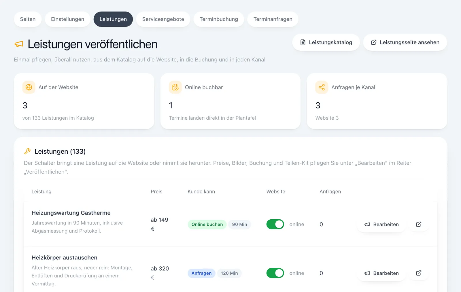 Website in MEISTERHILFE